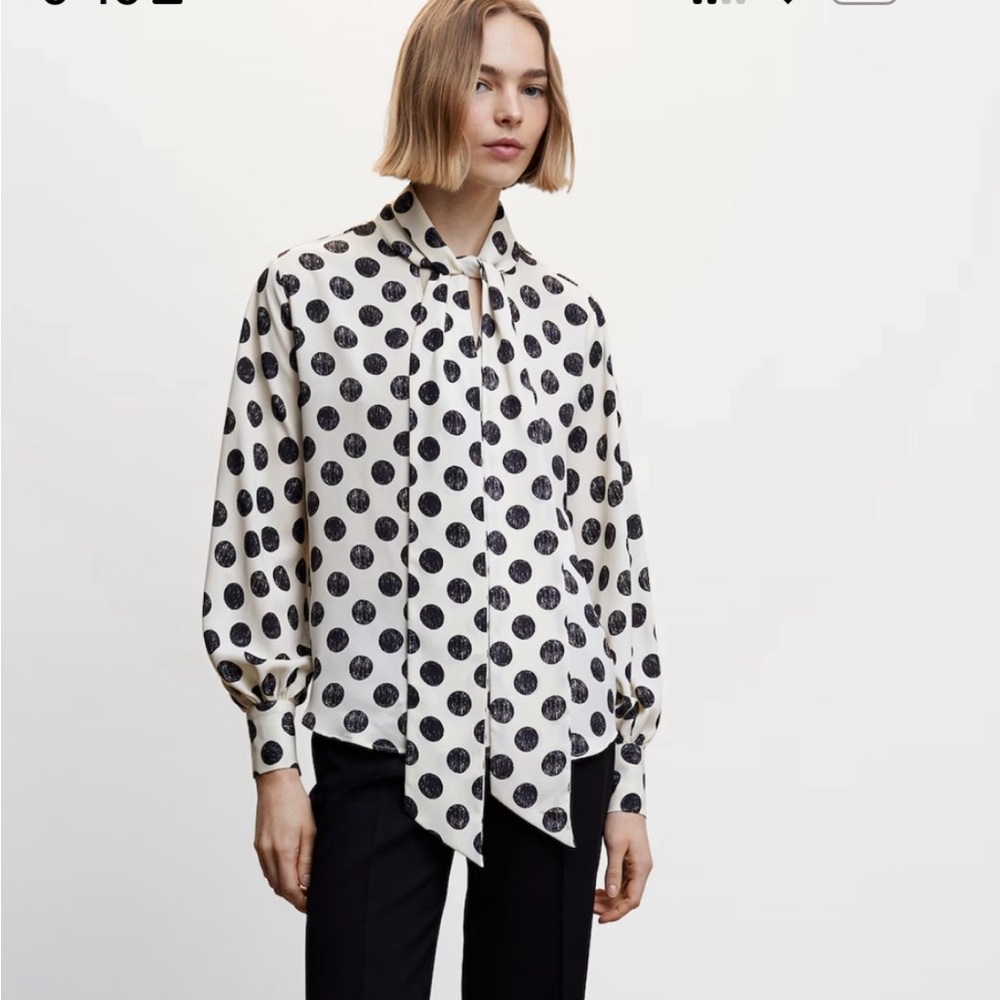 Mango Black Polka Dot Blouse
